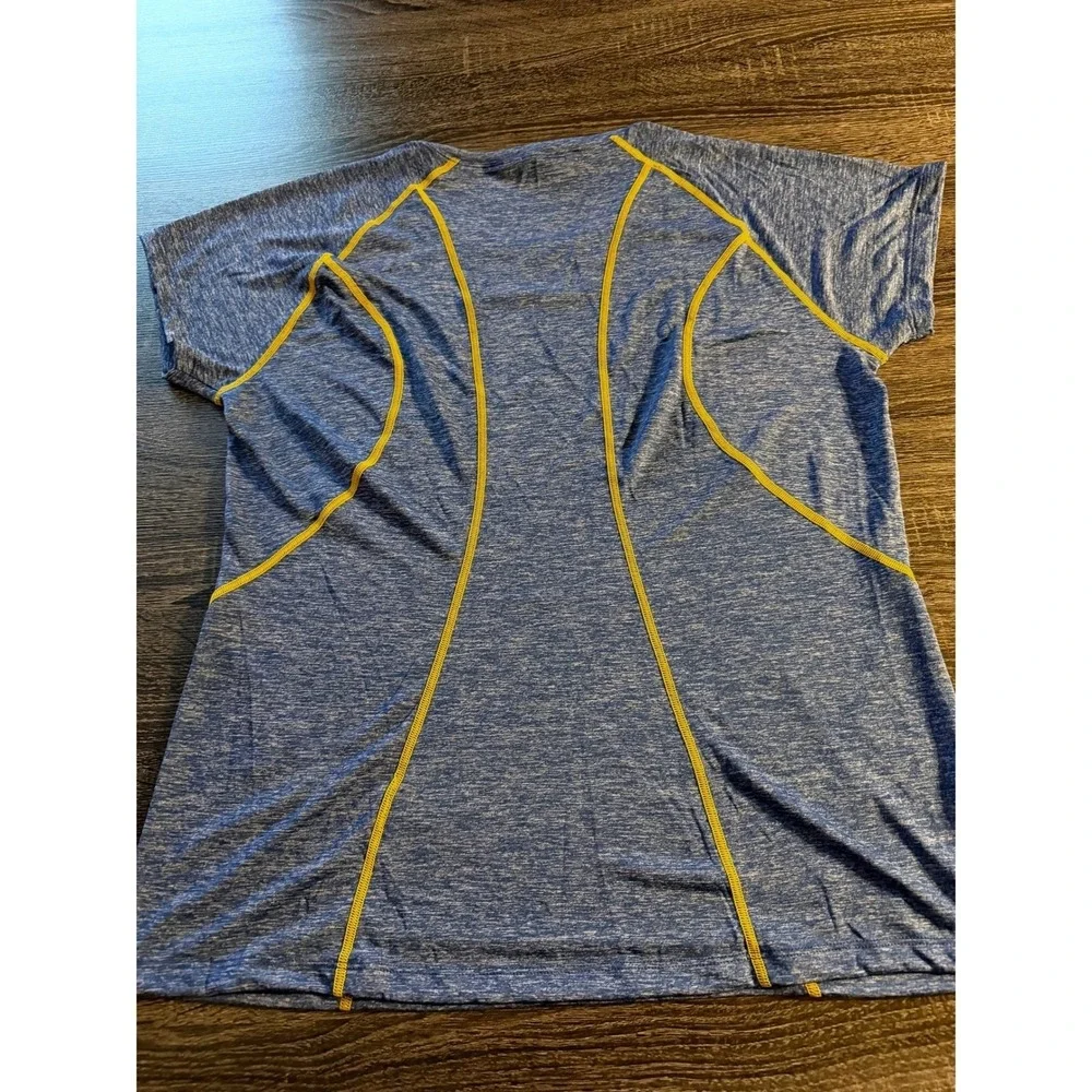 The North Face Women's Short Sleeve‎ Athletic Top Blue Yellow Seam Detail XL - Picture 6 of 8